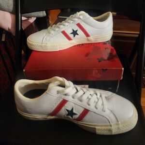 Kids White and Red Star Sneakers